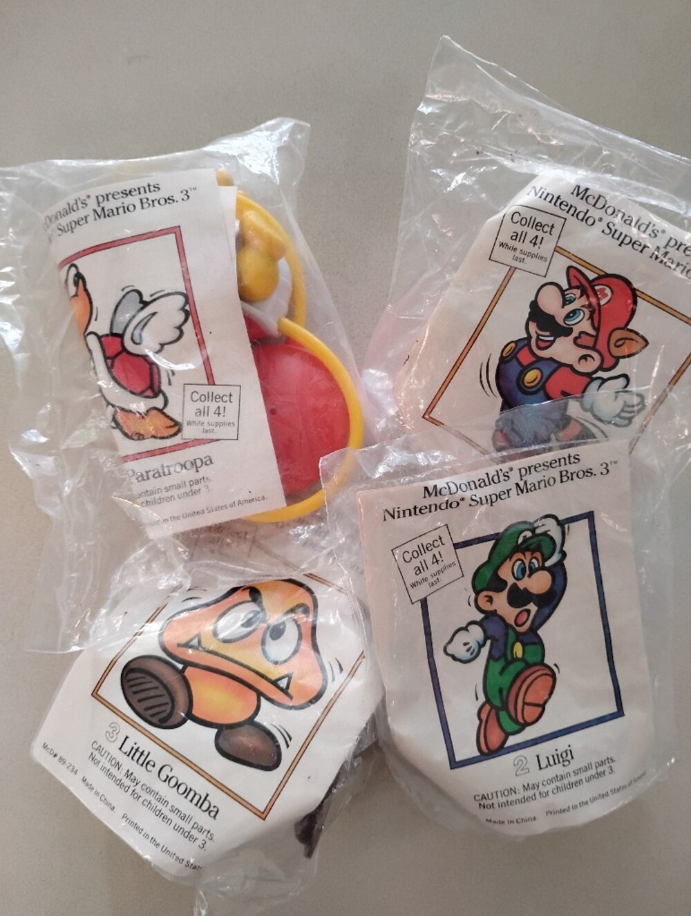 VTG 1989-1990 McDonald's Super Mario Bros. 3 Complete Happy Meal Set, Sealed